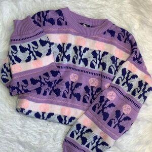 Vintage Pastel Purple/Pink/Blue Knitted Sweater Silver Unicorn Brand Size Medium